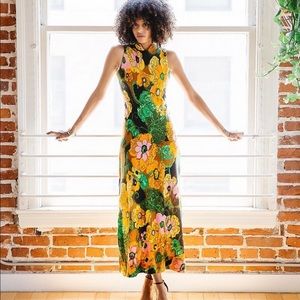 Vintage 1970s Insane Floral Maxi Gown